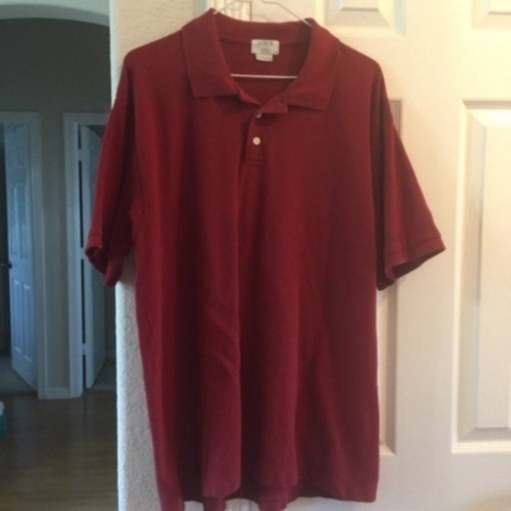 J. Crew red short sleeve cotton polo L